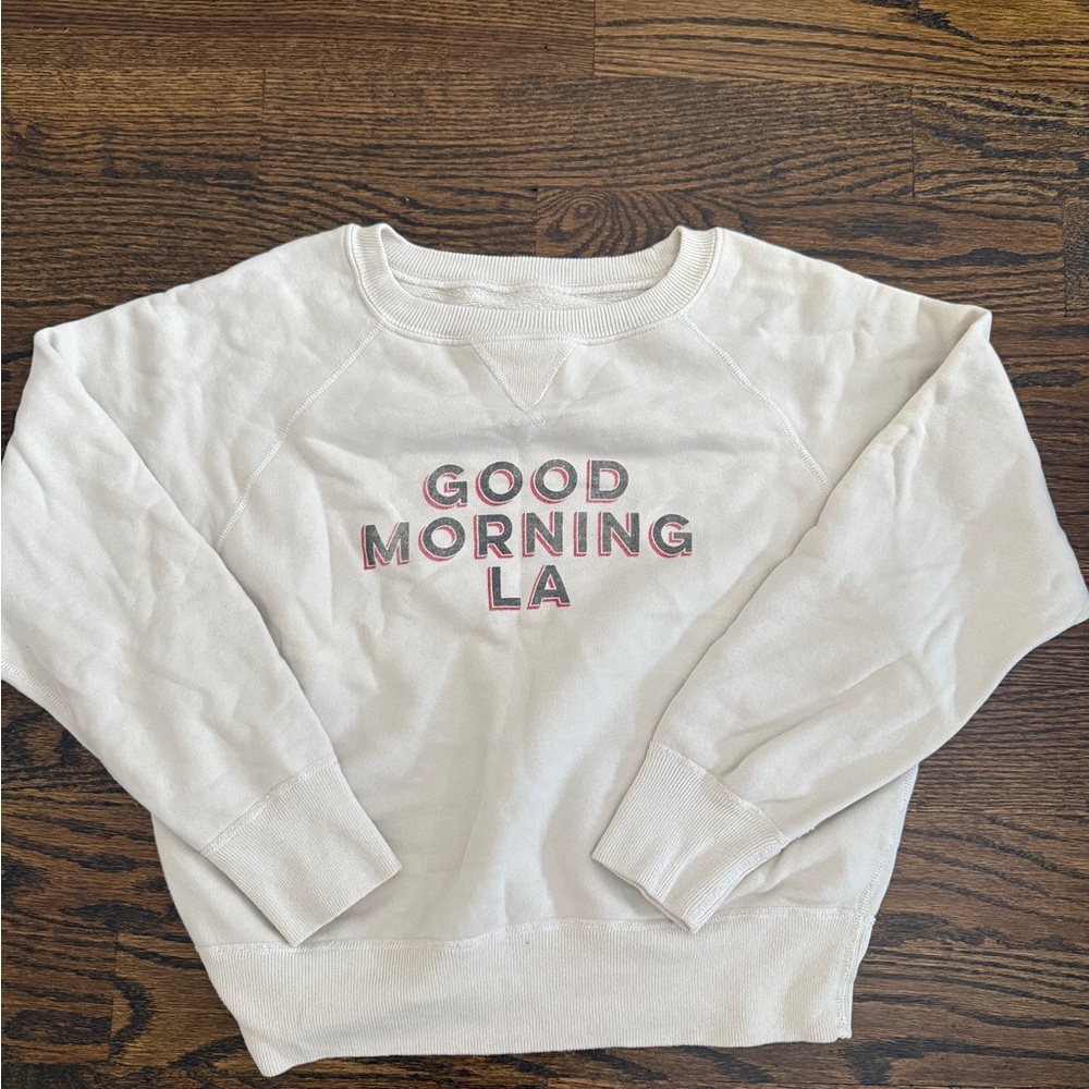 NWOT NILI LOTAN cream Good Morning NY Sweatshirt Sz S